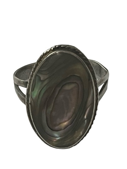 925 Mexico Baa Taxco Sterling Silver Abalone Ring. Pre Owned.